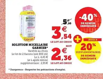 U Express Solution Micellaire Garnier -40% De Remise Immédiate offre