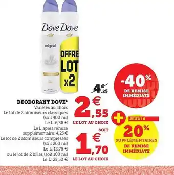 U Express Déodorant Dove -40% De Remise Immédiate offre