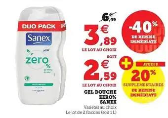 U Express Gel Douche Zero% Sanex -40% De Remise Immédiate offre