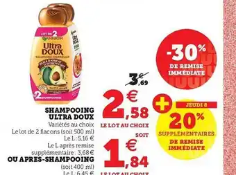 U Express Shampooing Ultra Doux Ou Après-shampooing -30% De Remise Immédiate offre