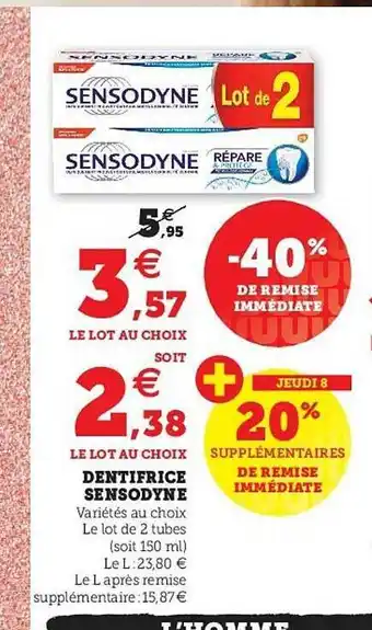 U Express Dentifrice Sensodyne -40% De Remise Immédiate offre