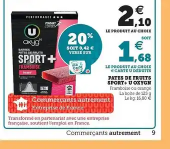 U Express Pâtes De Fruits Sport+ U Oxygn offre
