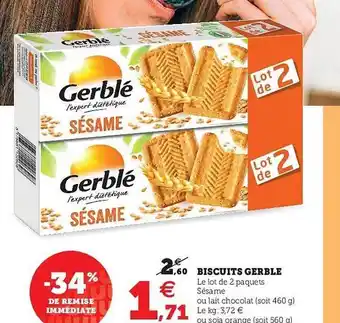 U Express Biscuits Gerblé -34% De Remise Immédiate offre