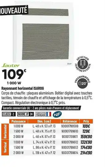 Bricorama Rayonnant Horizontal Isarog Sauter offre