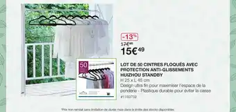 Costco Lot De 50 Cintres Floqués Avec Protection Anti-glissements Huizhou Standby offre
