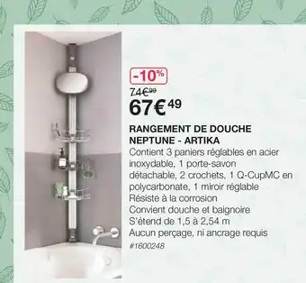 Costco Rangement De Douche Neptune - Artika offre
