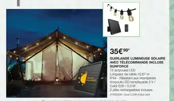 Costco Guirlande Lumineuse Solaire Avec Télécommande Incluse Sunforce offre