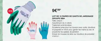 Costco Lot De 10 Paires De Gants De Jardinage Groupe Bbh offre