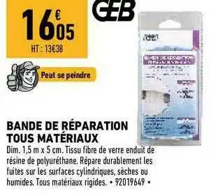 Brico Cash Bande De Réparation Tous Matériaux offre