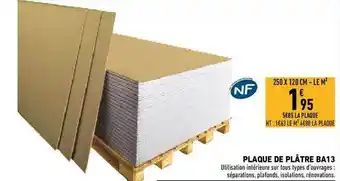 Brico Cash Plaque De Plâtre Ba13 offre