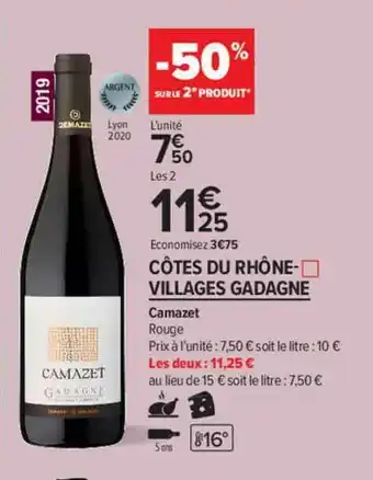 Carrefour Contact Côtes Du Rhône-villages Gadagne Camzet offre