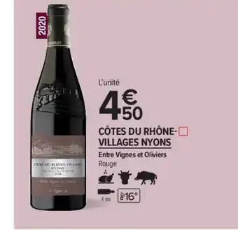 Carrefour Contact Côtes Du Rhône-villages Nyons Entre Vignes Et Oliviers offre