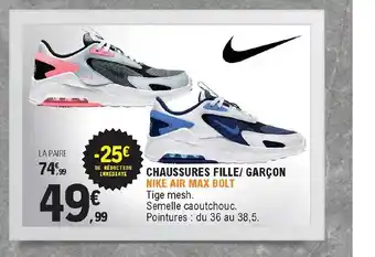 E.Leclerc Chaussures Fille - Garçon Nike Air Max Bolt offre