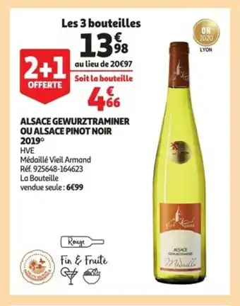 Auchan Alsace gewurztraminer ou alsace pinot noir 2019 offre