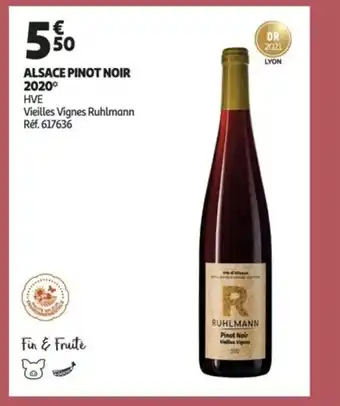Auchan Alsace pinot noir 2020 offre