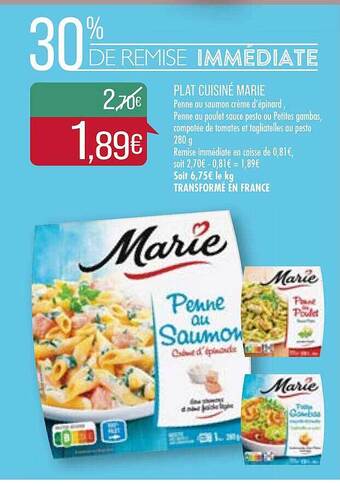 Match Plat Cuisiné Marie offre