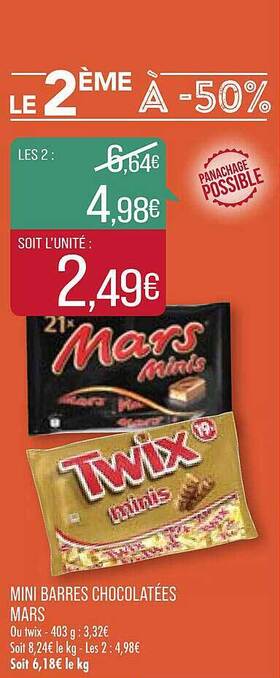 Match Mini Barres Chocolatées Mars offre