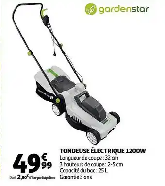 Auchan Tondeuse électrique 1200w Gardenstar offre