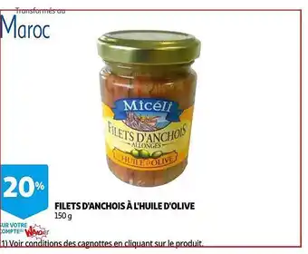 Auchan Filets D'anchois à L'huile D'olive Micéli offre