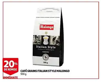 Auchan Café Grains Italian Style Malongo offre