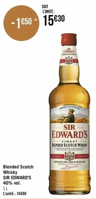 Géant Casino Blended Scotch Whisky Sir Edward's 40% vol. offre