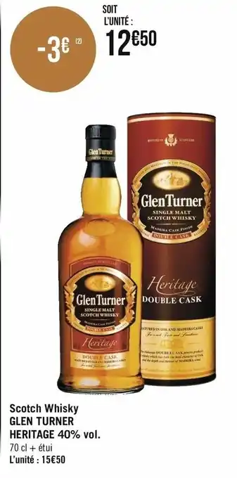 Géant Casino Scotch Whisky Glen Turner Heritage 40% vol. offre
