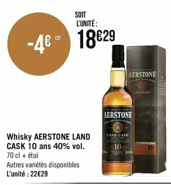 Géant Casino Whisky Aerstone Land Cask 10 ans 40% vol. offre