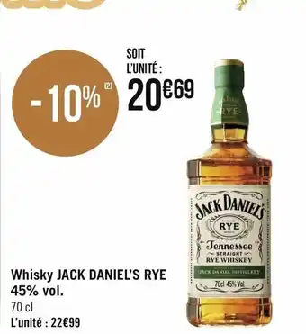 Géant Casino Whisky Jack Daniel's Rye offre