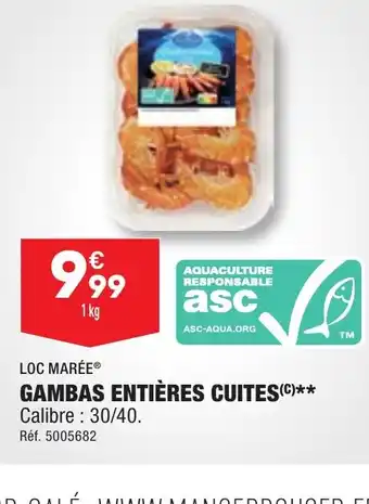 ALDI GAMBAS ENTIÈRES CUITES offre