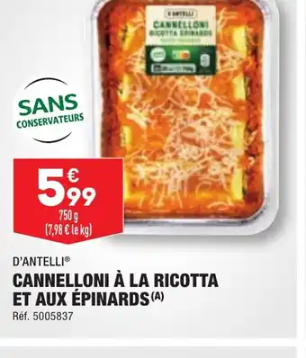 ALDI CANNELLONI À LA RICOTTA ET AUX ÉPINARDS offre