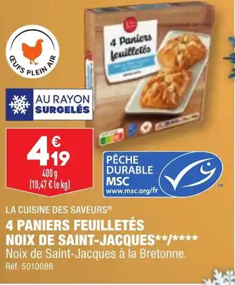 ALDI 4 PANIERS FEUILLETÉS NOIX DE SAINT-JACQUES offre