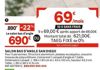 Leroy Merlin SALON BAS D’ANGLE SAN DIEGO offre