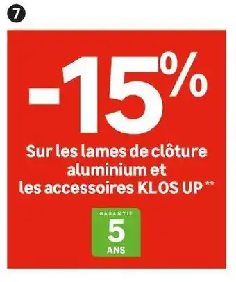 Leroy Merlin Bon plan sur les lames de clôture aluminium et les accessoires KLOS UP offre