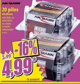 Norma 20 Piles Ansmann offre