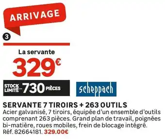 SERVANTE 7 TIROIRS + 263 OUTILS