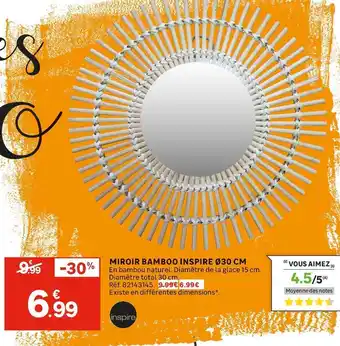 Leroy Merlin MIROIR BAMBOO Ø30 CM offre