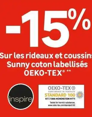 Bon plan sur les rideaux et coussins Sunny coton labellisés OEKO-TEX