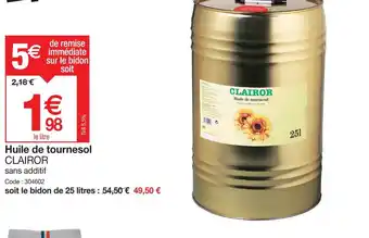 Promocash Huile de tournesol CLAIROR offre
