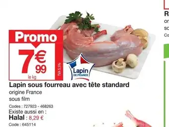 Promocash Lapin sous fourreau avec tête standard origine France offre