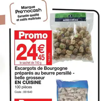 Promocash Escargots de Bourgogne préparés au beurre persillé - belle grosseur EN CUISINE offre