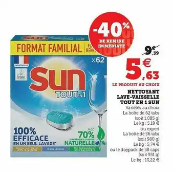 U Express Nettoyant Lave-vaisselle Tout En 1 Sun offre