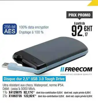 Plein ciel Disque Dur 2.5'' Usb 3.0 Tough Drive Freecom offre