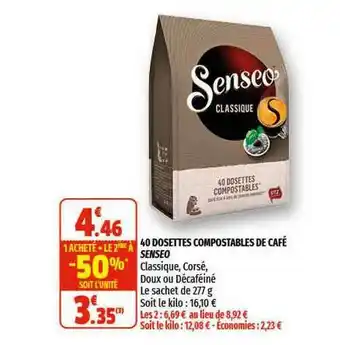 Coccinelle Supermarché 40 Dosettes Compostables De Café Senseo offre