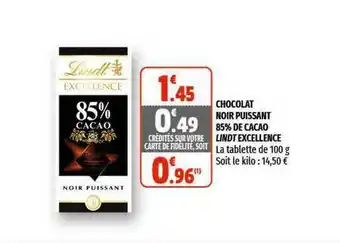 Coccinelle Supermarché Chocolat Noir Puissant 85% De Cacao Lindt Excellence offre