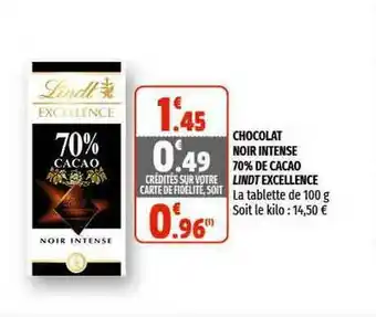 Coccinelle Supermarché Chocolat Noir Intense 70% De Cacao Lindt Excellence offre