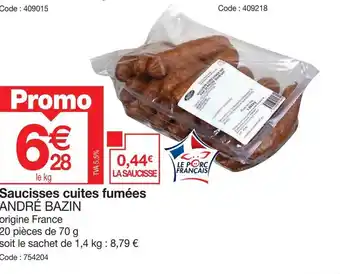 Promocash Saucisses cuites fumées ANDRÉ BAZIN offre