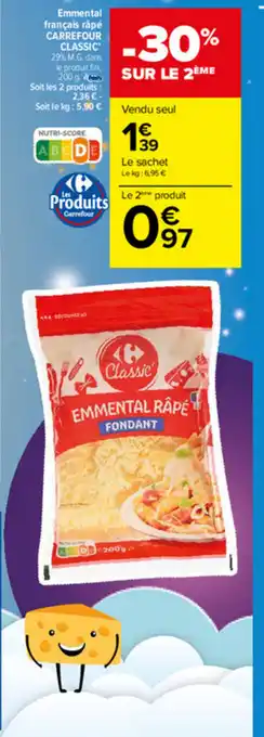 Carrefour Market Emmental français râpé offre