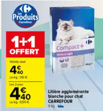 Carrefour Market Litière agglomérante blanche pour chat offre