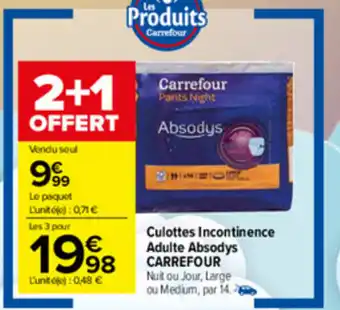 Carrefour Market Culottes incontinence adulte absodys offre