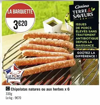 Chipolatas natures ou aux herbes x 6